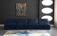 Cozy Blue Velvet Modular Fiber Filled Cloud-Like Comfort Overstuffed 156" Armless Sofa - 634Navy-S156 - Vega Furniture