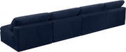 Cozy Blue Velvet Modular Fiber Filled Cloud-Like Comfort Overstuffed 156" Armless Sofa - 634Navy-S156 - Vega Furniture