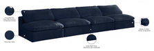 Cozy Blue Velvet Modular Fiber Filled Cloud-Like Comfort Overstuffed 156" Armless Sofa - 634Navy-S156 - Vega Furniture