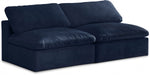 Cozy Blue Velvet Modular Fiber Filled Cloud-Like Comfort Overstuffed 78" Armless Loveseat - 634Navy-S78 - Vega Furniture