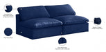 Cozy Blue Velvet Modular Fiber Filled Cloud-Like Comfort Overstuffed 78" Armless Loveseat - 634Navy-S78 - Vega Furniture