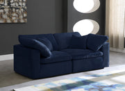 Cozy Blue Velvet Modular Fiber Filled Cloud-Like Comfort Overstuffed 80