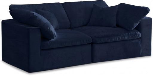 Cozy Blue Velvet Modular Fiber Filled Cloud-Like Comfort Overstuffed 80" Loveseat - 634Navy-S80 - Vega Furniture