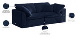 Cozy Blue Velvet Modular Fiber Filled Cloud-Like Comfort Overstuffed 80" Loveseat - 634Navy-S80 - Vega Furniture