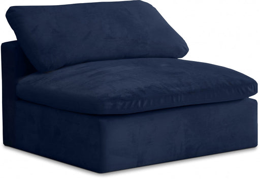 Cozy Blue Velvet Modular Fiber Filled Cloud-Like Comfort Overstuffed Armless Chair - 634Navy-Armless - Vega Furniture