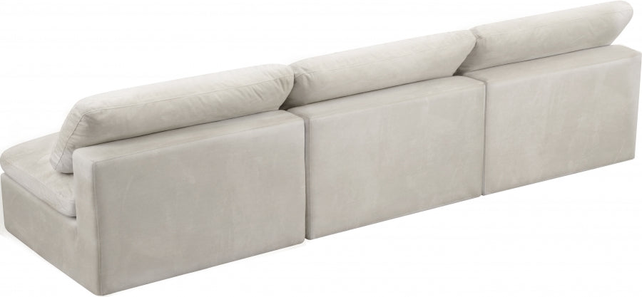 Cozy Cream Velvet Modular Fiber Filled Cloud-Like Comfort Overstuffed 117" Armless Sofa - 634Cream-S117 - Vega Furniture