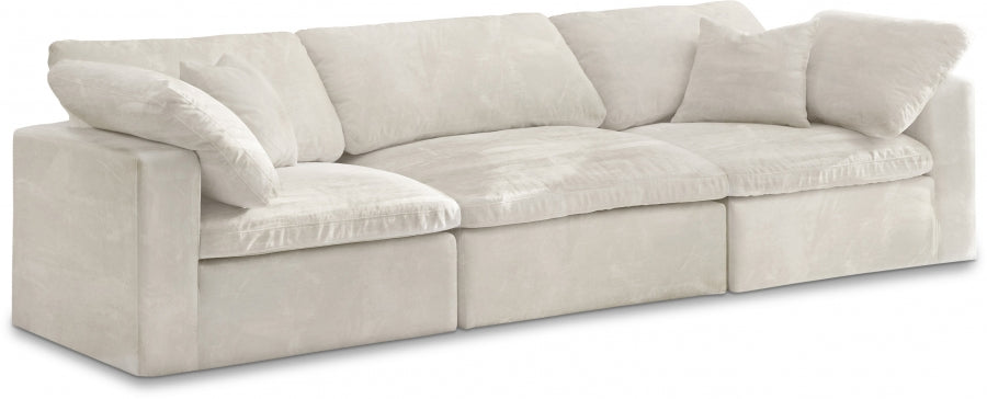 Cozy Cream Velvet Modular Fiber Filled Cloud-Like Comfort Overstuffed 119" Sofa - 634Cream-S119 - Vega Furniture