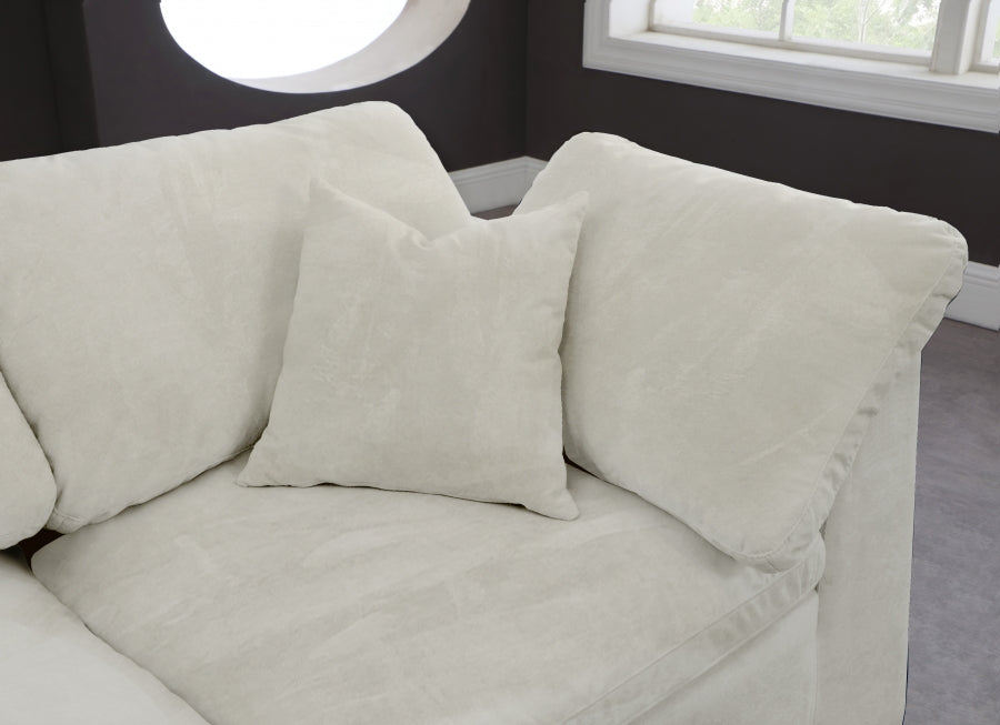 Cozy Cream Velvet Modular Fiber Filled Cloud-Like Comfort Overstuffed 119" Sofa - 634Cream-S119 - Vega Furniture