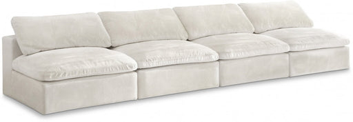 Cozy Cream Velvet Modular Fiber Filled Cloud-Like Comfort Overstuffed 156" Armless Sofa - 634Cream-S156 - Vega Furniture