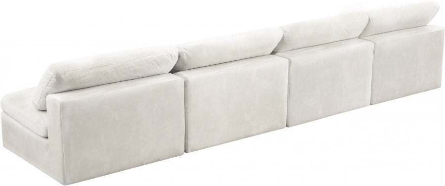 Cozy Cream Velvet Modular Fiber Filled Cloud-Like Comfort Overstuffed 156" Armless Sofa - 634Cream-S156 - Vega Furniture