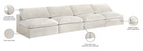 Cozy Cream Velvet Modular Fiber Filled Cloud-Like Comfort Overstuffed 156" Armless Sofa - 634Cream-S156 - Vega Furniture