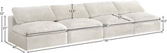 Cozy Cream Velvet Modular Fiber Filled Cloud-Like Comfort Overstuffed 156" Armless Sofa - 634Cream-S156 - Vega Furniture