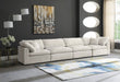 Cozy Cream Velvet Modular Fiber Filled Cloud-Like Comfort Overstuffed 158" Sofa - 634Cream-S158 - Vega Furniture