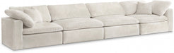 Cozy Cream Velvet Modular Fiber Filled Cloud-Like Comfort Overstuffed 158" Sofa - 634Cream-S158 - Vega Furniture