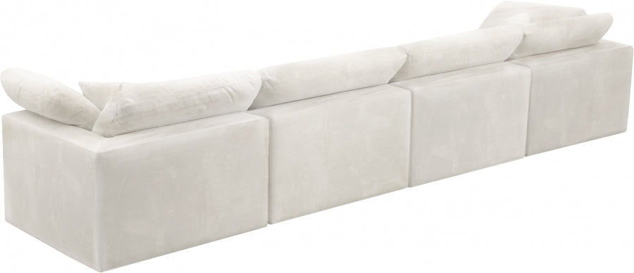 Cozy Cream Velvet Modular Fiber Filled Cloud-Like Comfort Overstuffed 158" Sofa - 634Cream-S158 - Vega Furniture