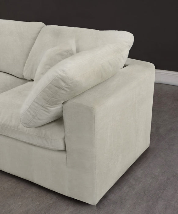 Cozy Cream Velvet Modular Fiber Filled Cloud-Like Comfort Overstuffed 158" Sofa - 634Cream-S158 - Vega Furniture