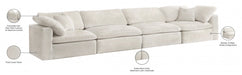 Cozy Cream Velvet Modular Fiber Filled Cloud-Like Comfort Overstuffed 158" Sofa - 634Cream-S158 - Vega Furniture