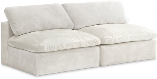 Cozy Cream Velvet Modular Fiber Filled Cloud-Like Comfort Overstuffed 78" Armless Loveseat - 634Cream-S78 - Vega Furniture