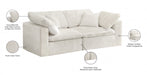 Cozy Cream Velvet Modular Fiber Filled Cloud-Like Comfort Overstuffed 80" Sofa - 634Cream-S80 - Vega Furniture