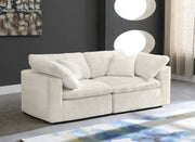 Cozy Cream Velvet Modular Fiber Filled Cloud-Like Comfort Overstuffed 80