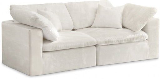 Cozy Cream Velvet Modular Fiber Filled Cloud-Like Comfort Overstuffed 80" Sofa - 634Cream-S80 - Vega Furniture