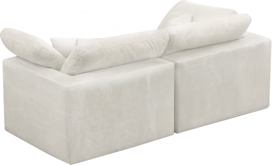 Cozy Cream Velvet Modular Fiber Filled Cloud-Like Comfort Overstuffed 80" Sofa - 634Cream-S80 - Vega Furniture