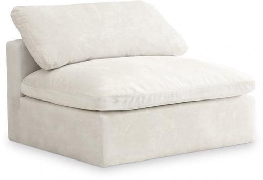 Cozy Cream Velvet Modular Fiber Filled Cloud-Like Comfort Overstuffed Armless Chair - 634Cream-Armless - Vega Furniture