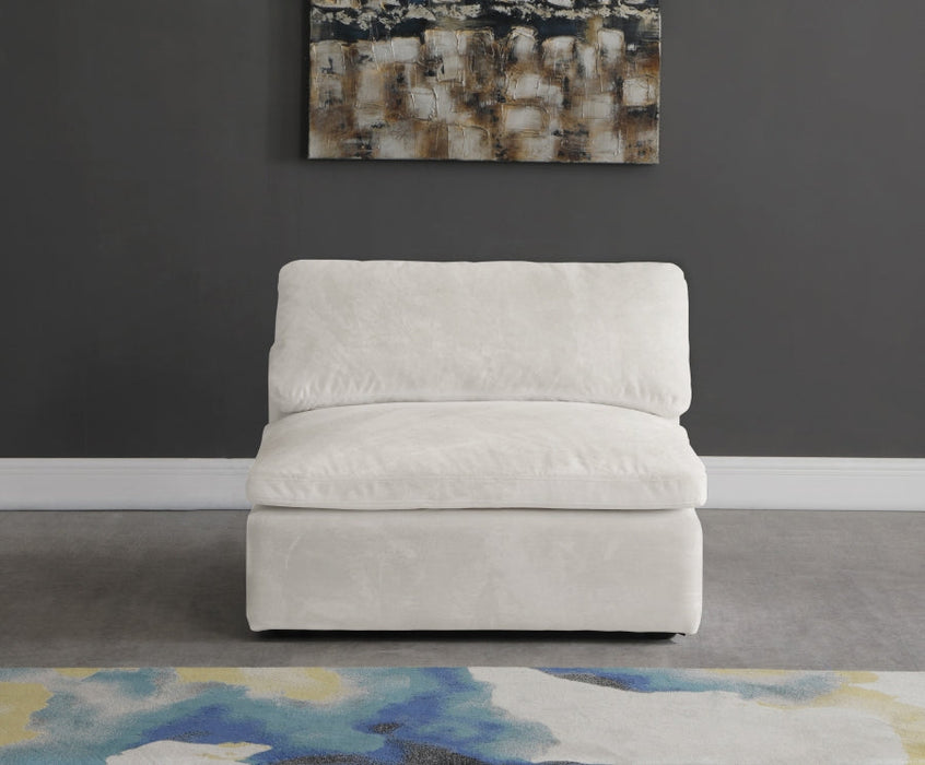 Cozy Cream Velvet Modular Fiber Filled Cloud-Like Comfort Overstuffed Armless Chair - 634Cream-Armless - Vega Furniture