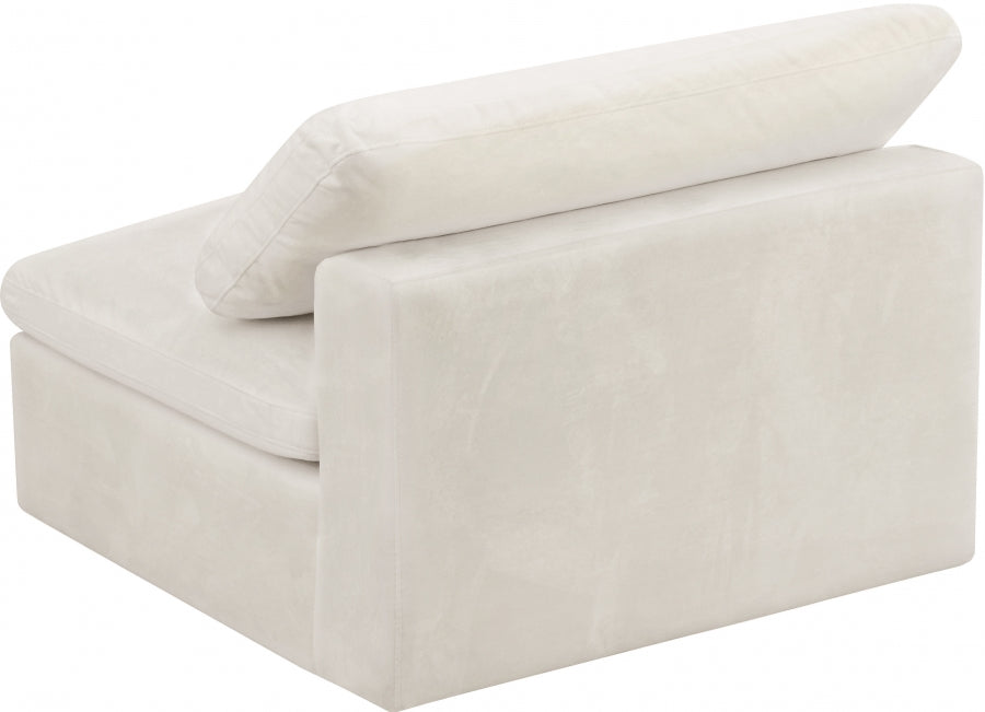 Cozy Cream Velvet Modular Fiber Filled Cloud-Like Comfort Overstuffed Armless Chair - 634Cream-Armless - Vega Furniture