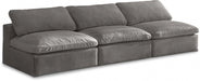 Cozy Grey Velvet Modular Fiber Filled Cloud-Like Comfort Overstuffed 117" Armless Sofa - 634Grey-S117 - Vega Furniture