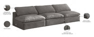 Cozy Grey Velvet Modular Fiber Filled Cloud-Like Comfort Overstuffed 117" Armless Sofa - 634Grey-S117 - Vega Furniture