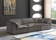 Cozy Grey Velvet Modular Fiber Filled Cloud-Like Comfort Overstuffed 119