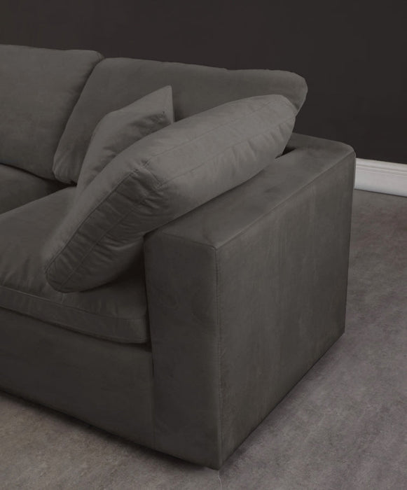 Cozy Grey Velvet Modular Fiber Filled Cloud-Like Comfort Overstuffed 119" Sofa - 634Grey-S119 - Vega Furniture