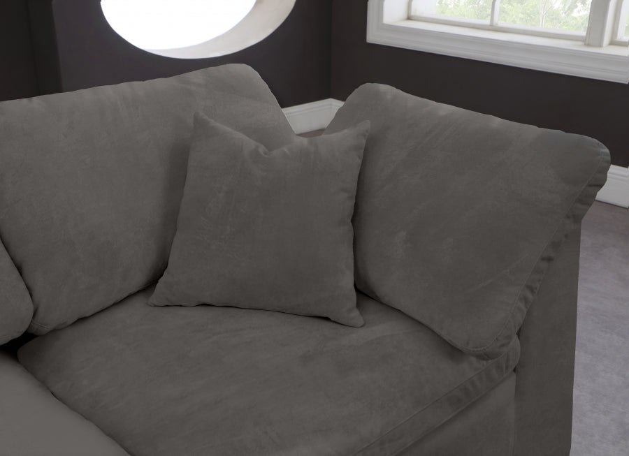 Cozy Grey Velvet Modular Fiber Filled Cloud-Like Comfort Overstuffed 119" Sofa - 634Grey-S119 - Vega Furniture