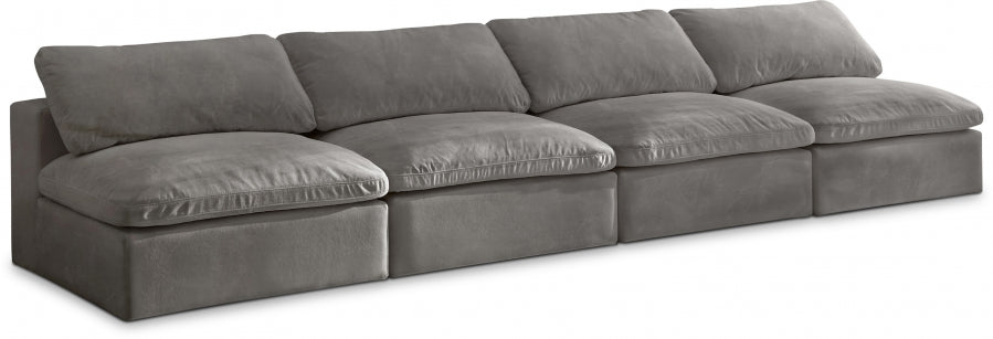 Cozy Grey Velvet Modular Fiber Filled Cloud-Like Comfort Overstuffed 156" Armless Sofa - 634Grey-S156 - Vega Furniture