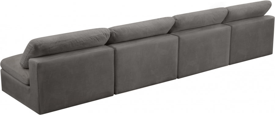 Cozy Grey Velvet Modular Fiber Filled Cloud-Like Comfort Overstuffed 156" Armless Sofa - 634Grey-S156 - Vega Furniture