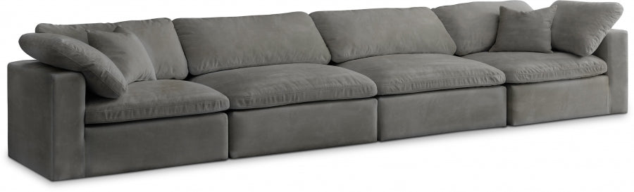 Cozy Grey Velvet Modular Fiber Filled Cloud-Like Comfort Overstuffed 158" Sofa - 634Grey-S158 - Vega Furniture