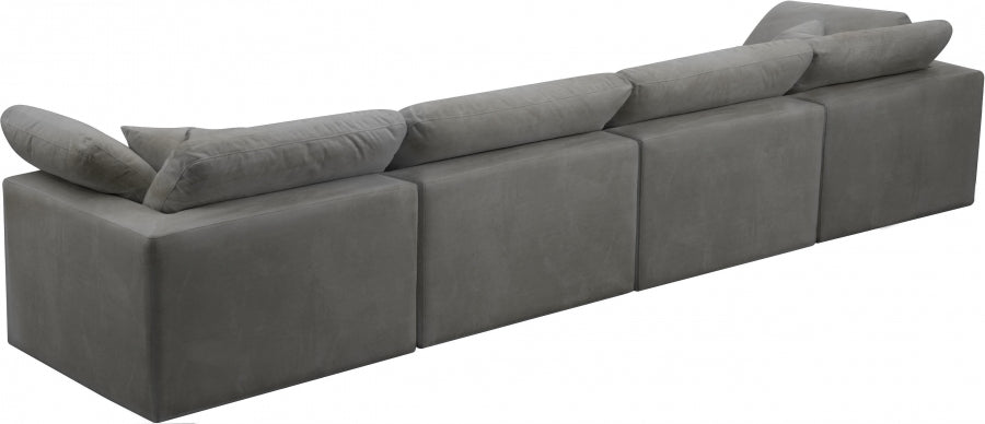 Cozy Grey Velvet Modular Fiber Filled Cloud-Like Comfort Overstuffed 158" Sofa - 634Grey-S158 - Vega Furniture