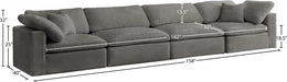 Cozy Grey Velvet Modular Fiber Filled Cloud-Like Comfort Overstuffed 158" Sofa - 634Grey-S158 - Vega Furniture