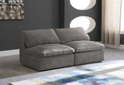 Cozy Grey Velvet Modular Fiber Filled Cloud-Like Comfort Overstuffed 78