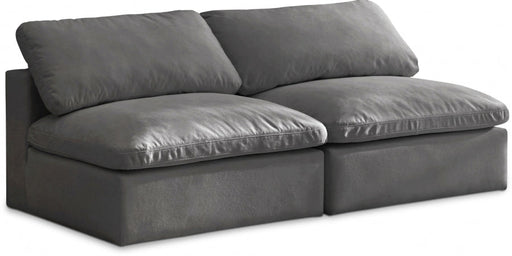 Cozy Grey Velvet Modular Fiber Filled Cloud-Like Comfort Overstuffed 78" Armless Sofa - 634Grey-S78 - Vega Furniture