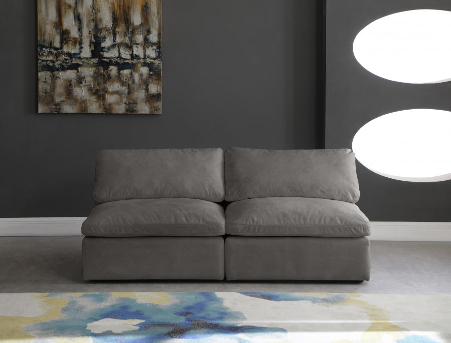 Cozy Grey Velvet Modular Fiber Filled Cloud-Like Comfort Overstuffed 78" Armless Sofa - 634Grey-S78 - Vega Furniture