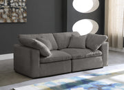 Cozy Grey Velvet Modular Fiber Filled Cloud-Like Comfort Overstuffed 80