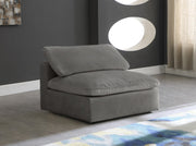 Cozy Grey Velvet Modular Fiber Filled Cloud-Like Comfort Overstuffed Armless Chair - 634Grey-Armless - Vega Furniture