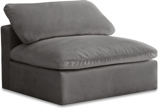 Cozy Grey Velvet Modular Fiber Filled Cloud-Like Comfort Overstuffed Armless Chair - 634Grey-Armless - Vega Furniture