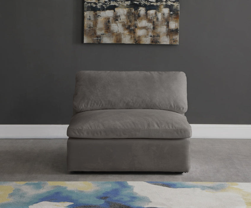 Cozy Grey Velvet Modular Fiber Filled Cloud-Like Comfort Overstuffed Armless Chair - 634Grey-Armless - Vega Furniture