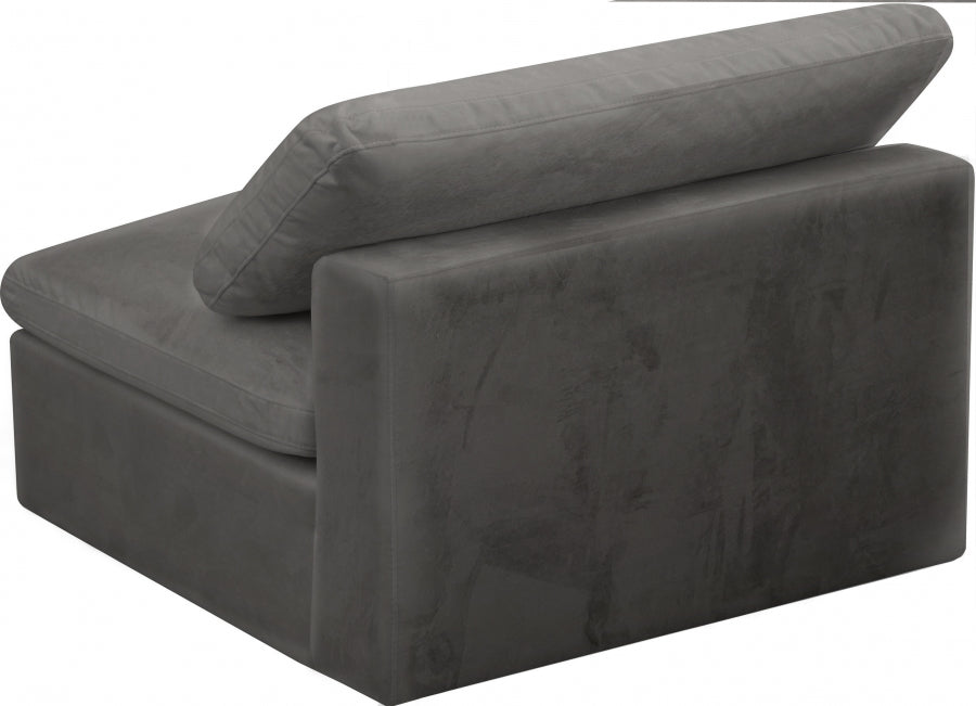 Cozy Grey Velvet Modular Fiber Filled Cloud-Like Comfort Overstuffed Armless Chair - 634Grey-Armless - Vega Furniture