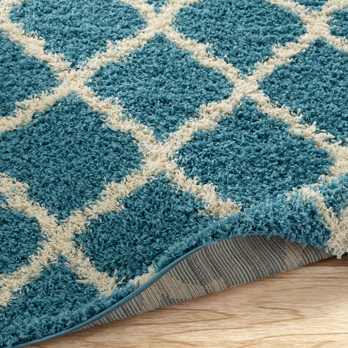 Cozy Moroccan Trellis Turquoise Shaggy Area Rug - 8X10 - SHG2276-8x10 - Vega Furniture