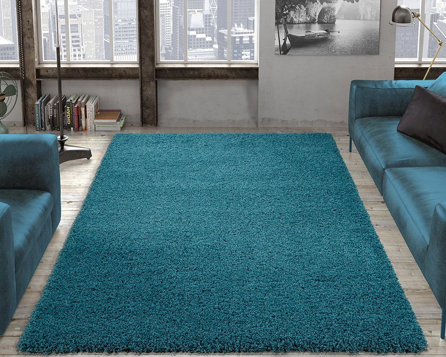 Cozy Solid Turquoise Shaggy Area Rug - 8X10 - SHG2766- 8X10 - Vega Furniture