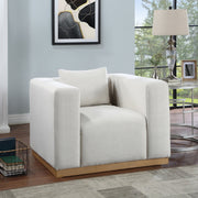 Cream Alfie Linen Textured Fabic Living Room Chair - 642Cream-C - Vega Furniture